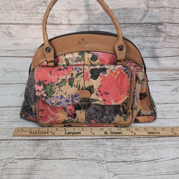 Patricia Nash Leather Poppy Shoulder Bag Floral Large - Picture 2 of 14
